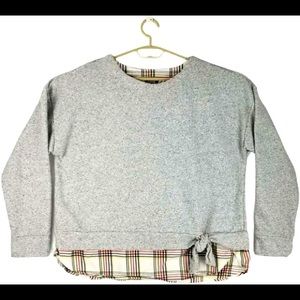 IZOD women’s Tie Front 2 Fer Sweatshirt Heather Grey